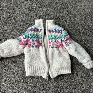 Ralph Lauren Cream Knit Jacket with Multicolor Pattern